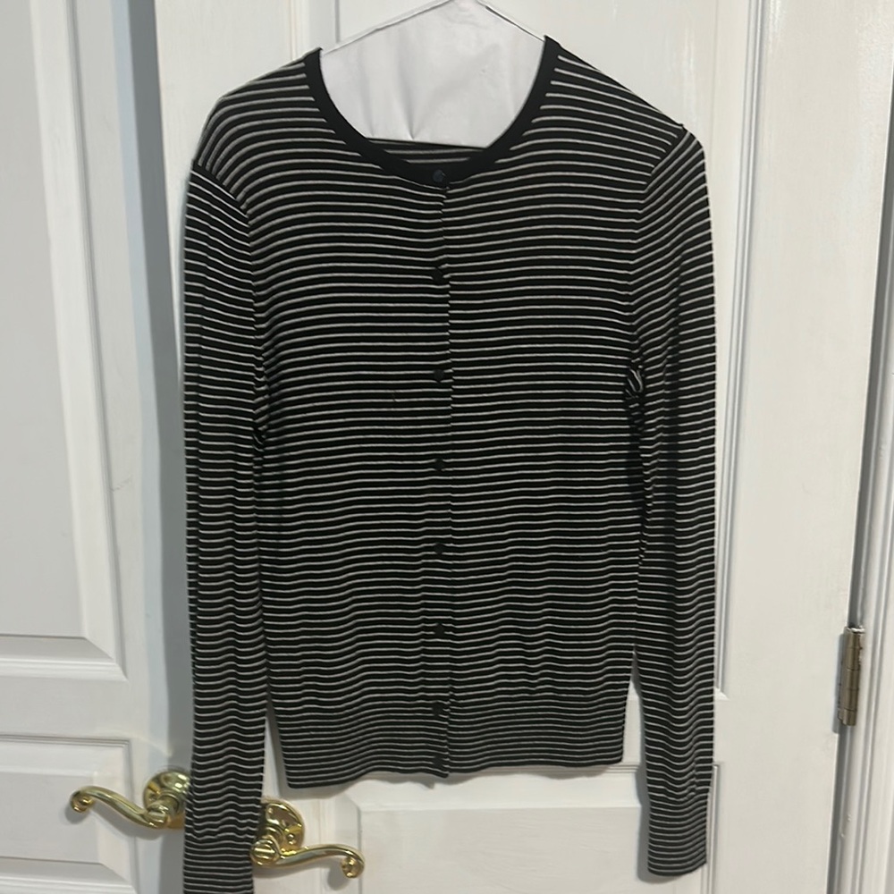 Black and White Striped Cardigan